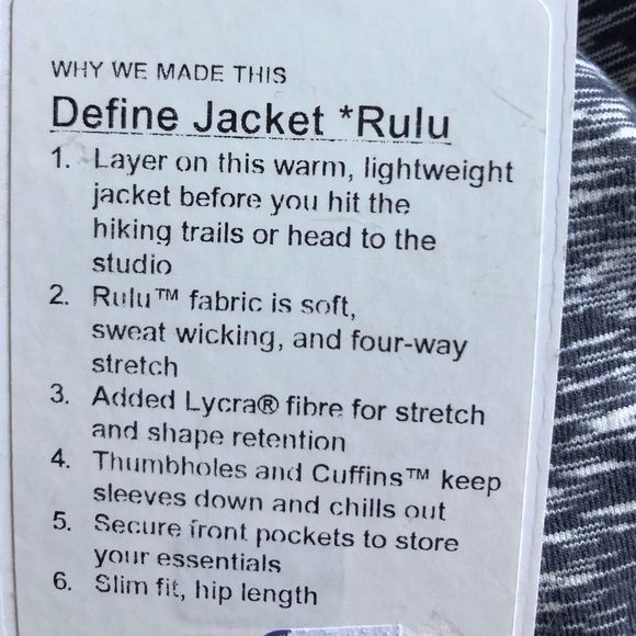 Lululemon define jacket*rulu , size 6 - Picture 2 of 2